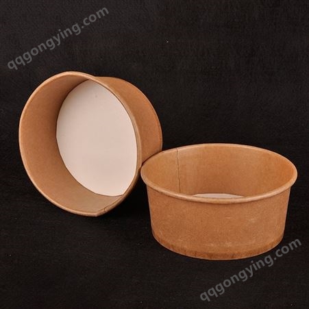 定制天然纸浆纸碗 环保一次性圆形野餐餐具 意面外卖盒子
