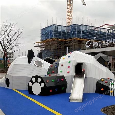 熊猫滑梯 动物造型儿童游乐设备厂家可定做 不锈钢滑梯无动力游乐设备