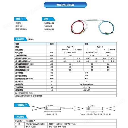PM1310 nm光纤环形器