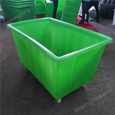 供应嘉兴 500L塑料方桶带脚轮 牛筋桶 塑胶乘布桶