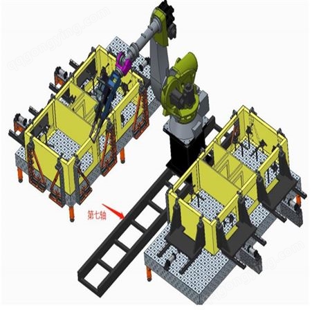 供应三维柔性焊接平台机器人专用气动地轨式变位机组合工装夹具