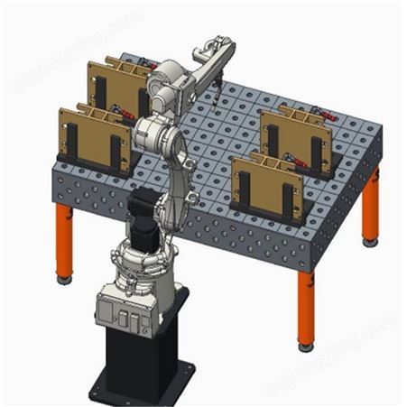 供应三维柔性焊接平台机器人专用气动地轨式变位机组合工装夹具