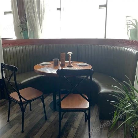 广州定制高档西餐厅奶茶店靠墙卡座沙发咖啡厅甜品小吃汉堡店桌椅组合