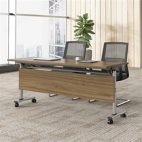 折叠培训桌椅简易电脑办公会议桌翻板轮滑可移动长条阅览写字桌子