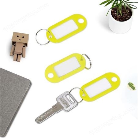 迅想 钥匙牌 标签牌 钥匙管理 单面塑料钥匙牌 汽车钥匙牌 钥匙圈 50个装 办公用品 黄色3227
