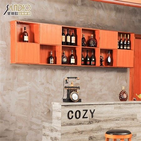 实木酒柜安装 家用落地展示酒柜 整体极简实木酒柜