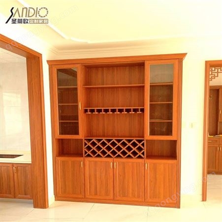 实木酒柜安装 家用落地展示酒柜 整体极简实木酒柜