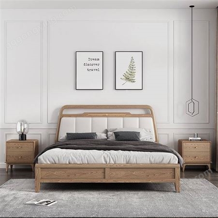床 现代简约创意高靠背床卧室全屋定制乔图工厂定制意式美观双人床 实木床