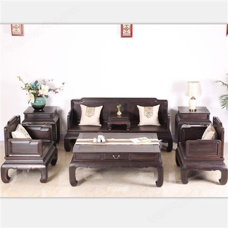 紫光檀简约中式沙发小户型红木家具款式 名琢世家简约格调中式沙发清雅舒适