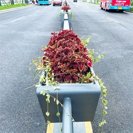 锌钢花箱护栏 组合市政园林道路花盆金属移动花坛种植槽可定制