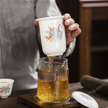 陶瓷茶具 一壶三杯玻璃茶杯快客杯加工定制一件代发旅游